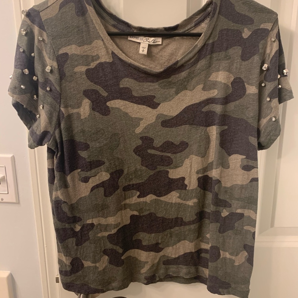 Express one eleven camo studded top
